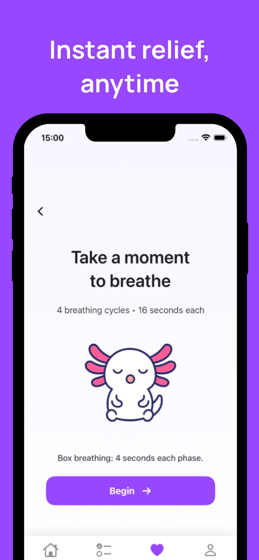 Daily Routine screen with calming habit goals and progress